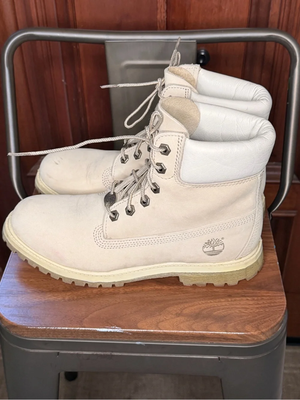 Timberland Men's Light Beige Lace-Up Leather Boots